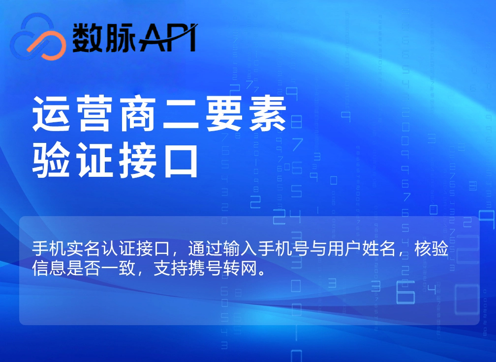 数脉API 运营商二要素核验接口：身份验证的利器